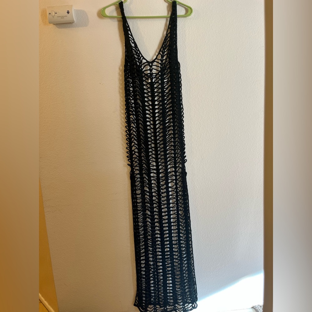 Long black beach cover up